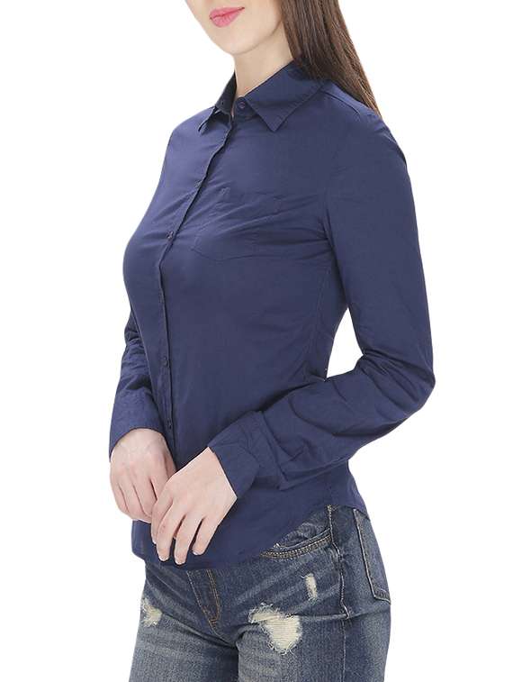 dark blue cotton regular shirt - 14009060 - Standard Image - 1