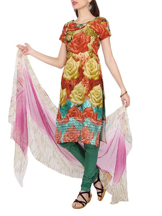 brown cotton printed dress material - 14009889 -  Standard Image - 1