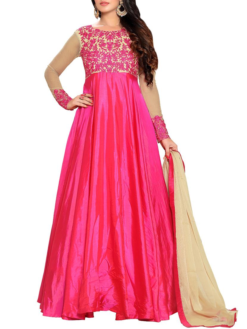 embroidered semi-stitched flared suit