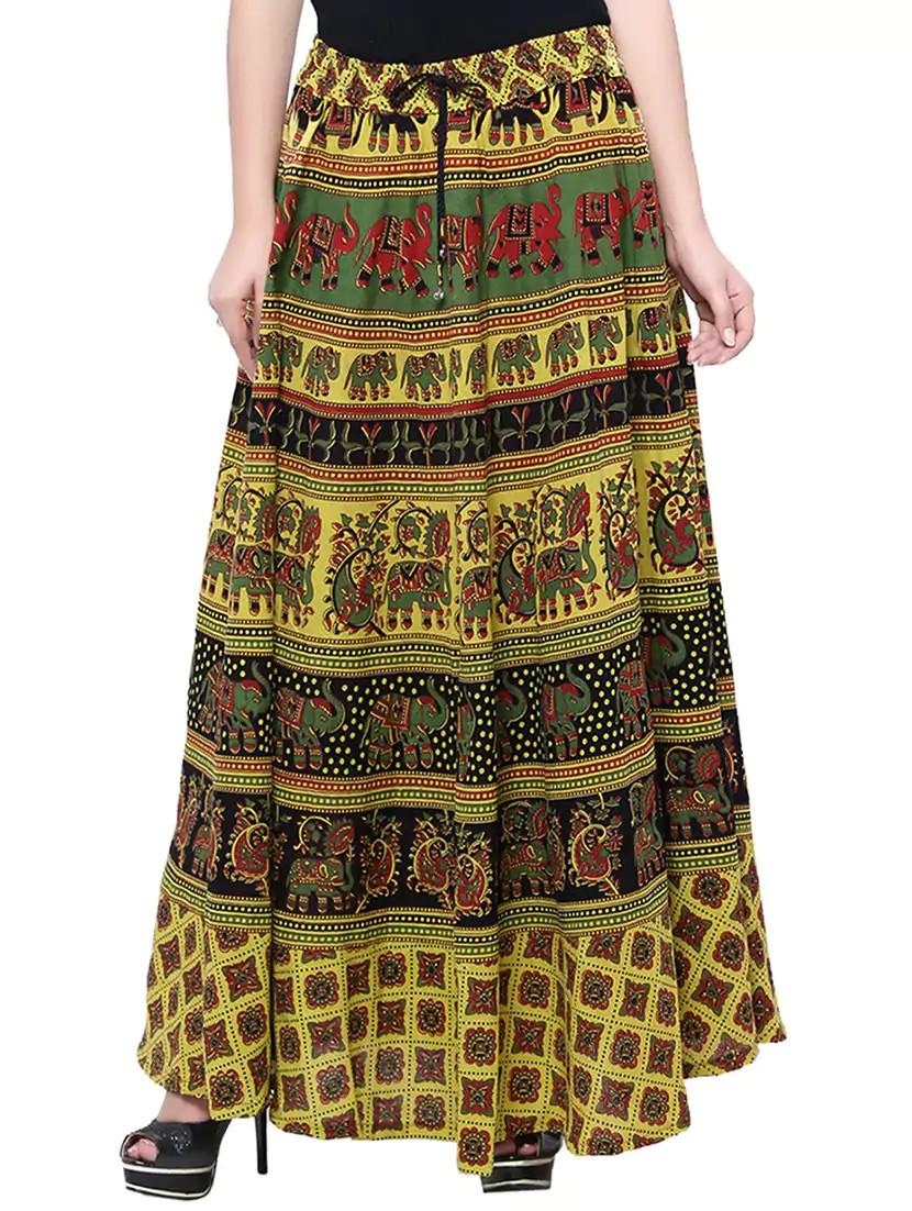 printed flared wrap skirt