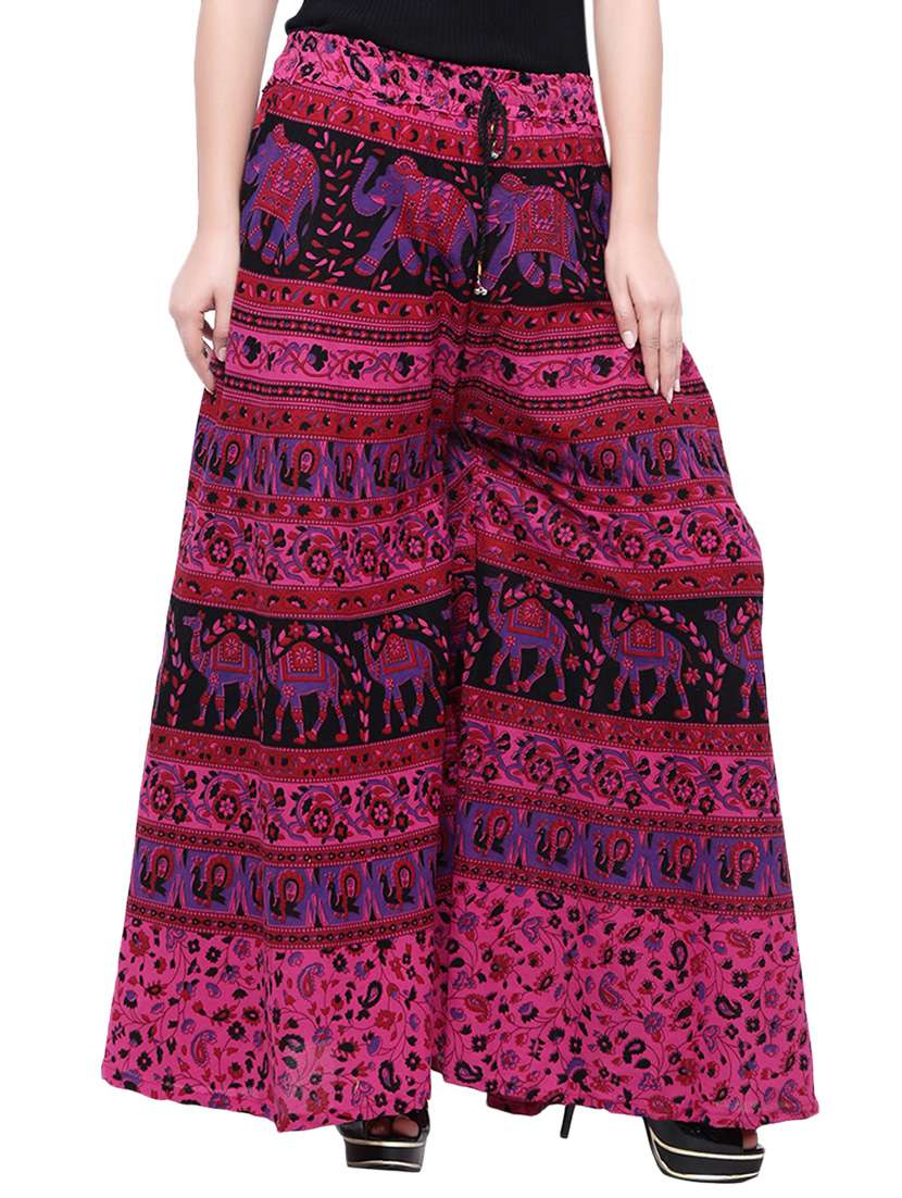 pink cotton printed palazzo