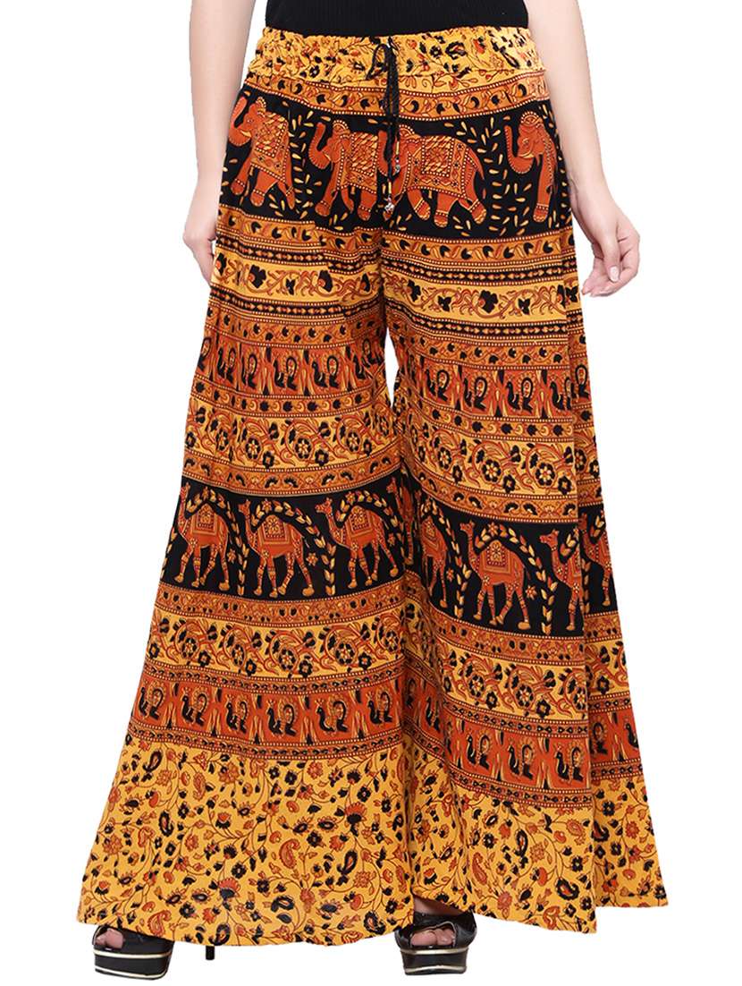 orange cotton printed palazzo
