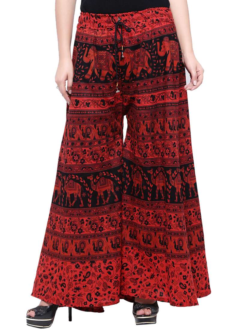 red cotton printed palazzo