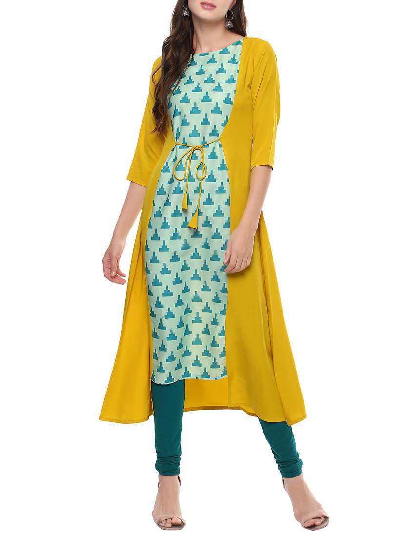 printed layered kurta