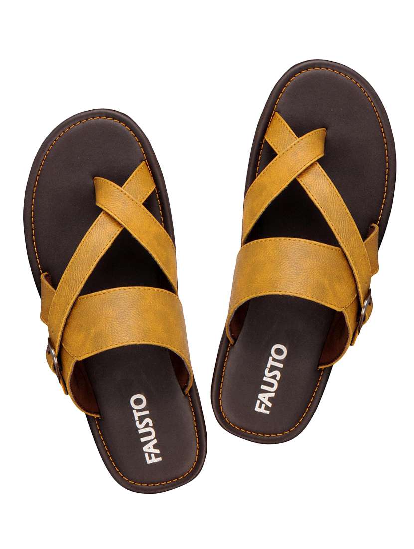 tan leatherette toe separator slipper