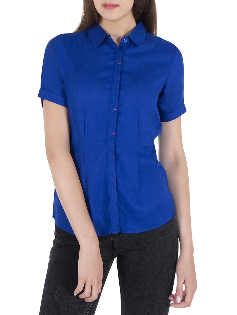 blue viscose regular shirt