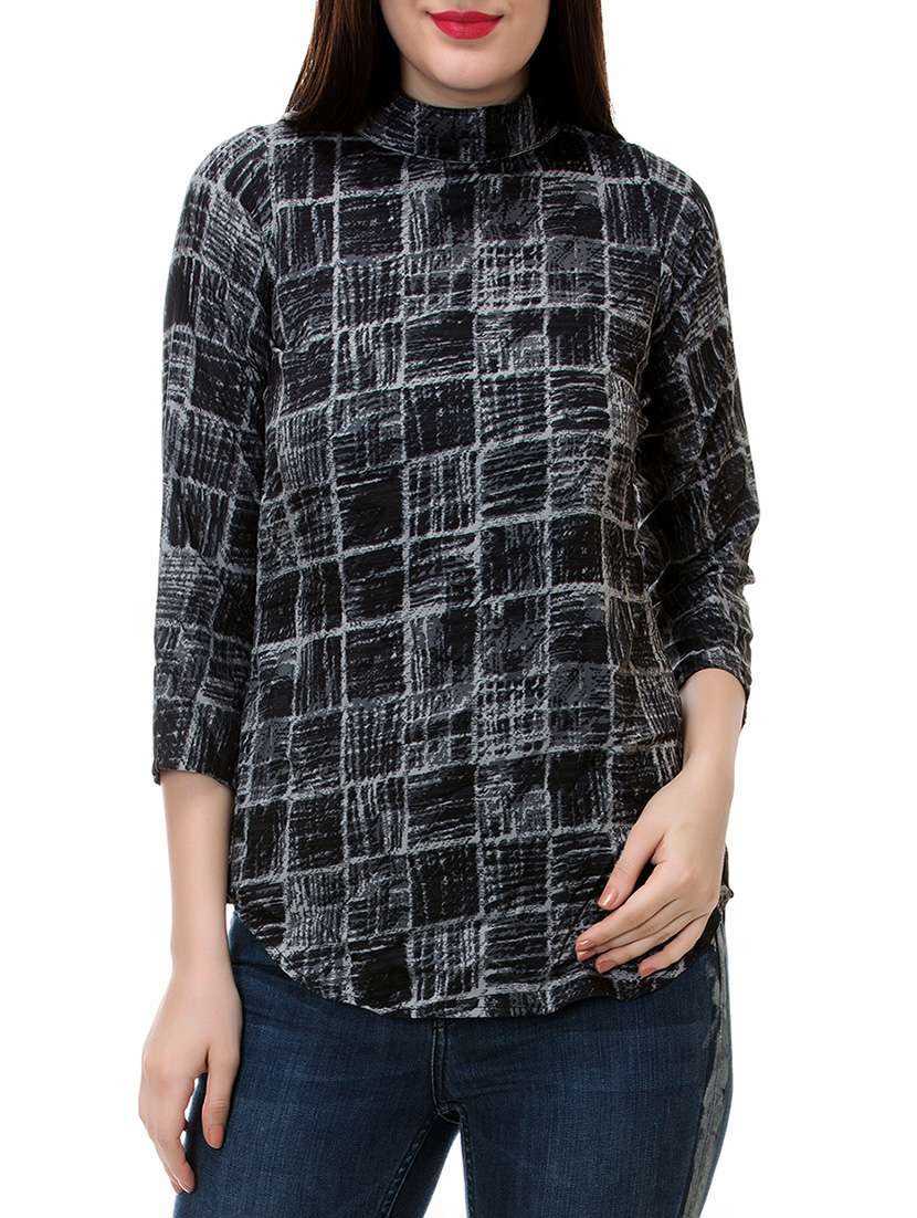 women's straight mock neck top