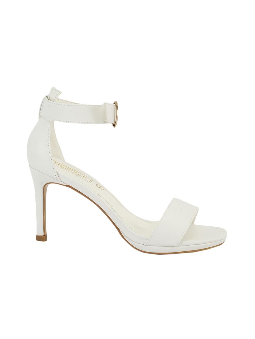 white faux leather ankle strap sandals - 14051908 - Standard Image - 1