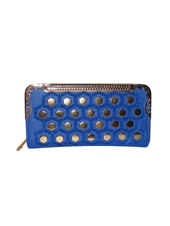 blue leatherette regular clutch