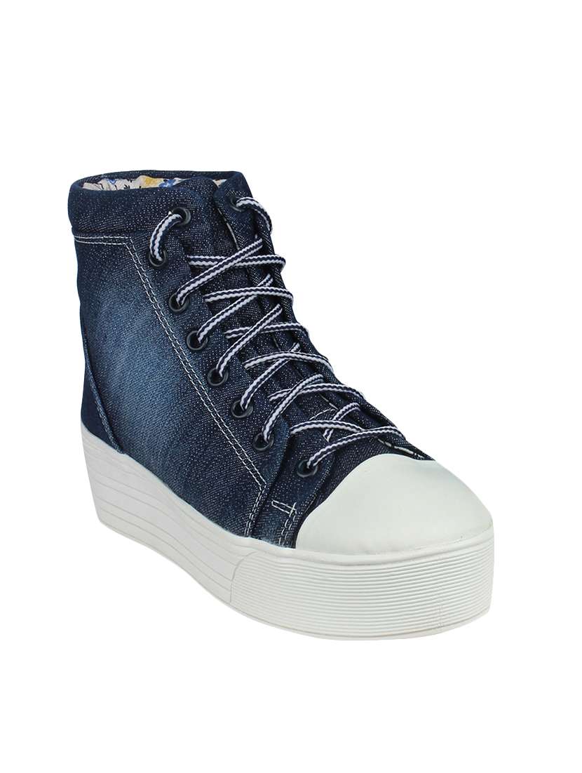 blue canvas laceup sneakers
