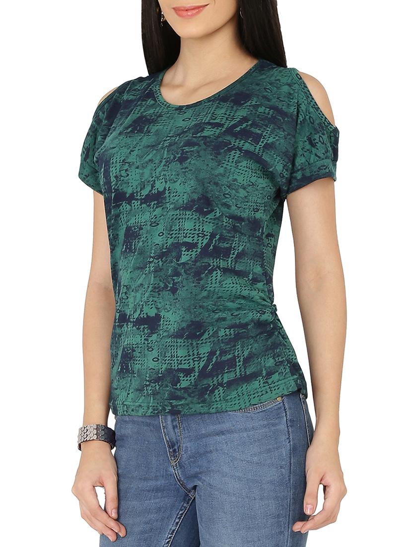 cold shoulder round neck top - 14063921 -  Standard Image - 1