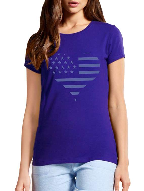 purple cotton casual tee
