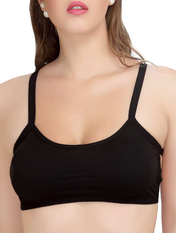 solid black cotton bra