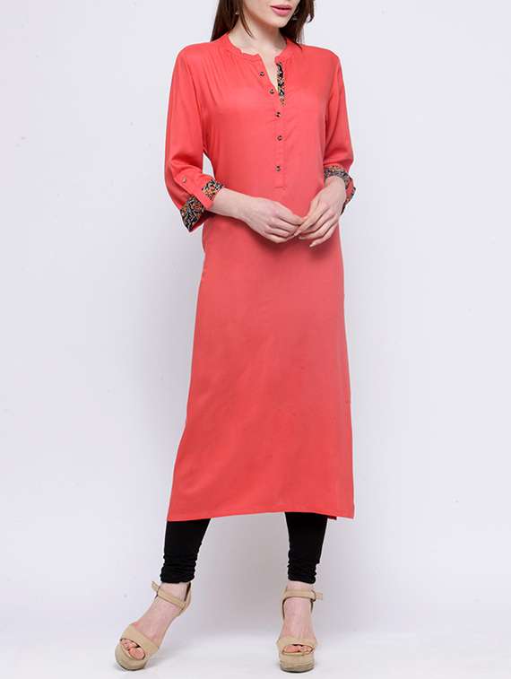 peach rayon long kurta