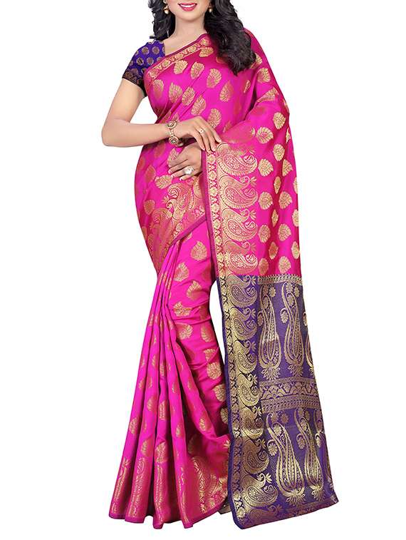 Pink banarasi saree with blouse