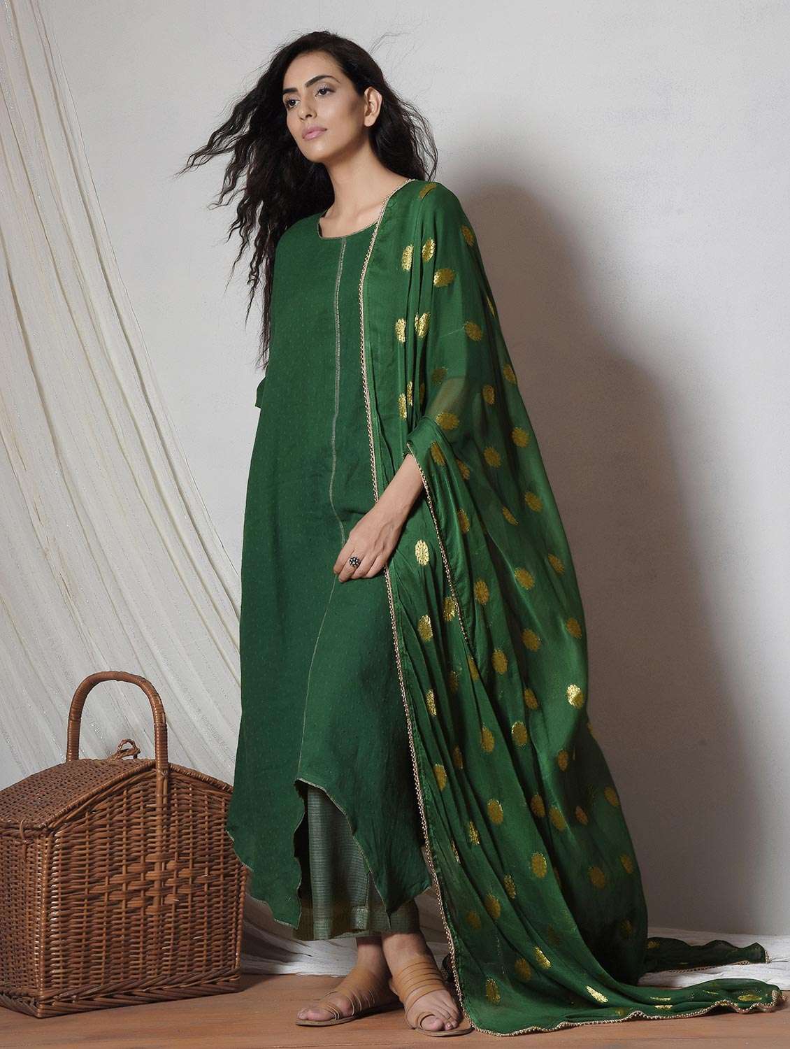 gota patti asymmetric suit set