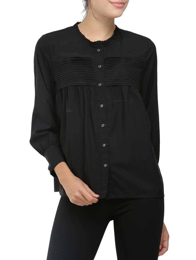 black poly crepe shirt