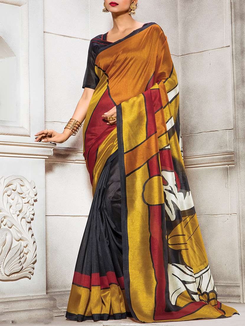multicolored printed saree with blouse