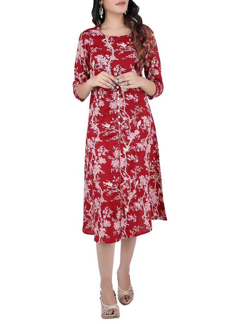 red cotton aline kurta