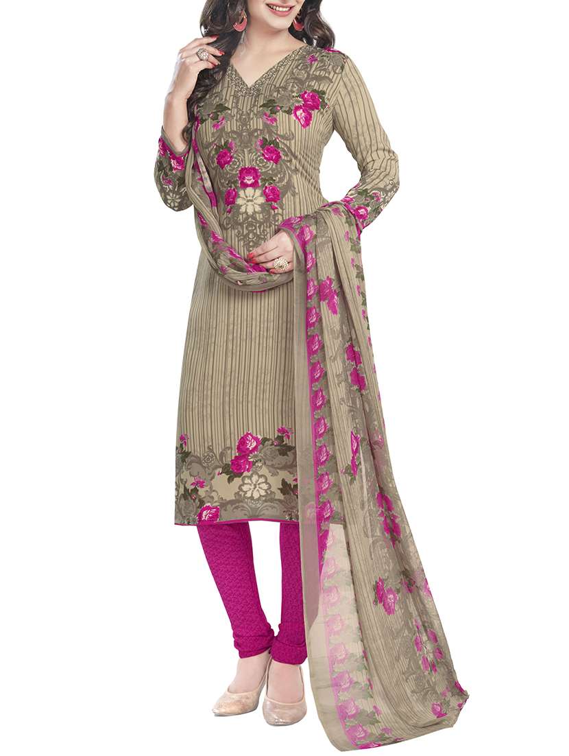 beige crepe unstitched suit
