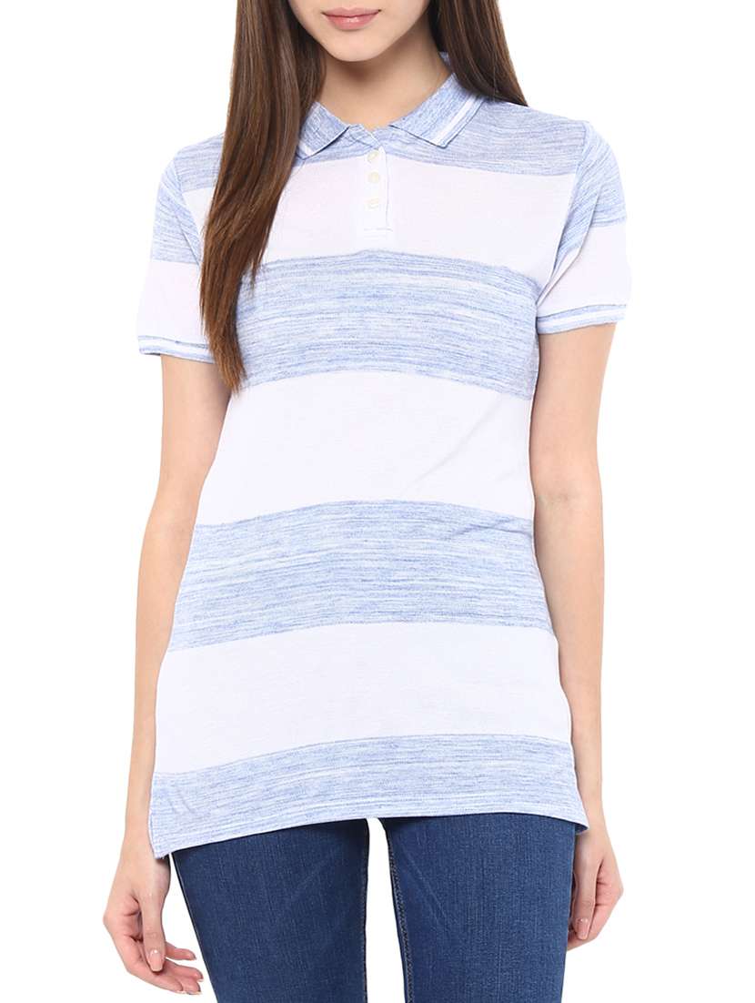 women's color block polo neck t-shirt - 14082143 - Zoom Image - 0