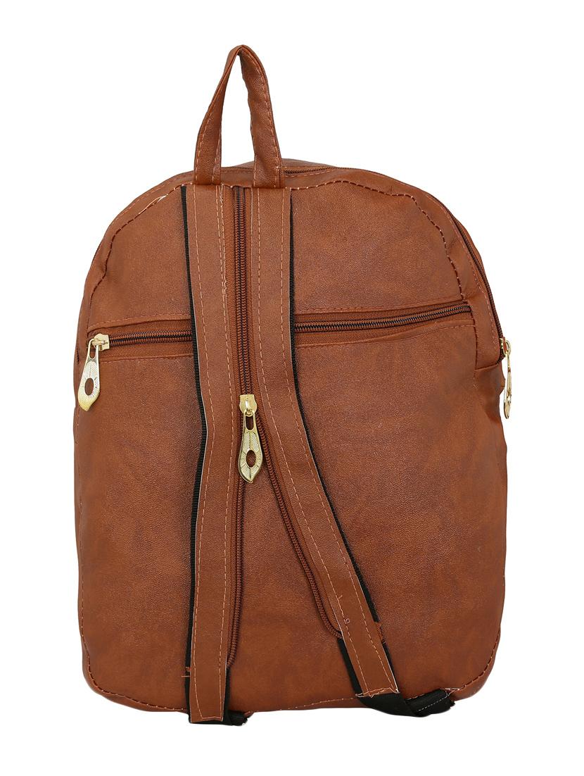 brown leatherette fashion backpack - 14082319 - Standard Image - 1