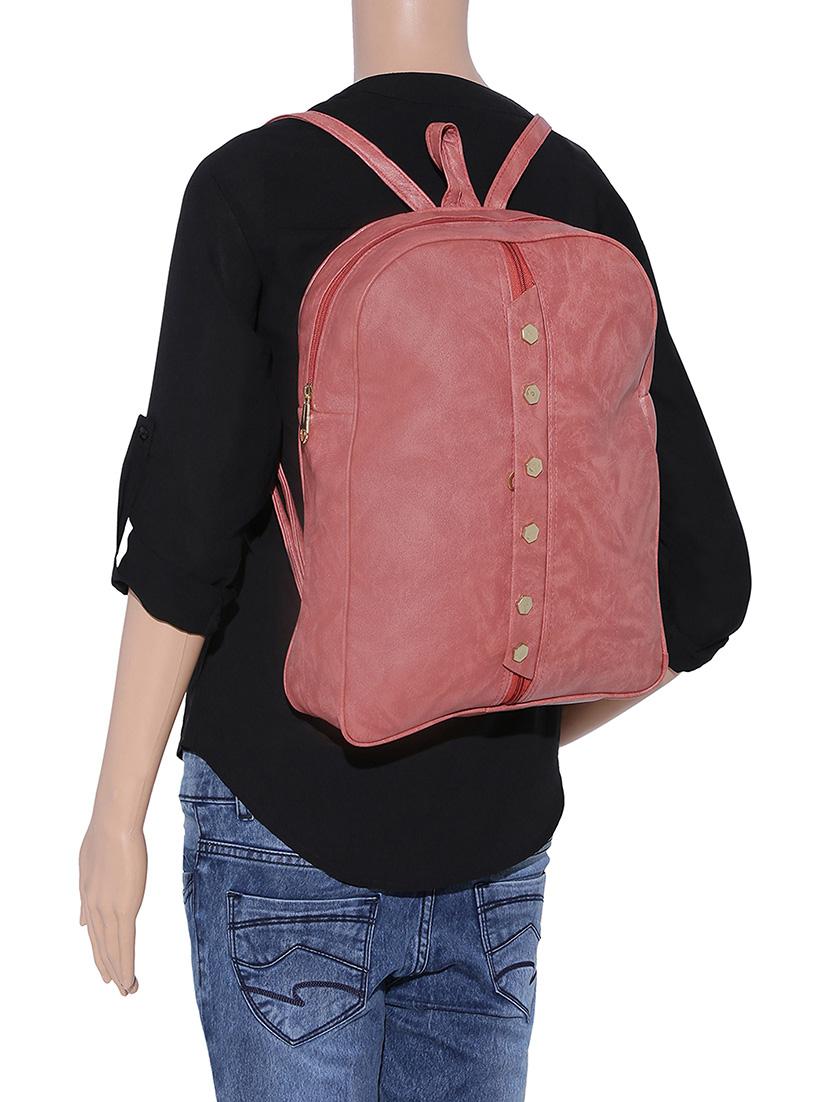 maroon leatherette fashion backpack - 14082324 - Standard Image - 4