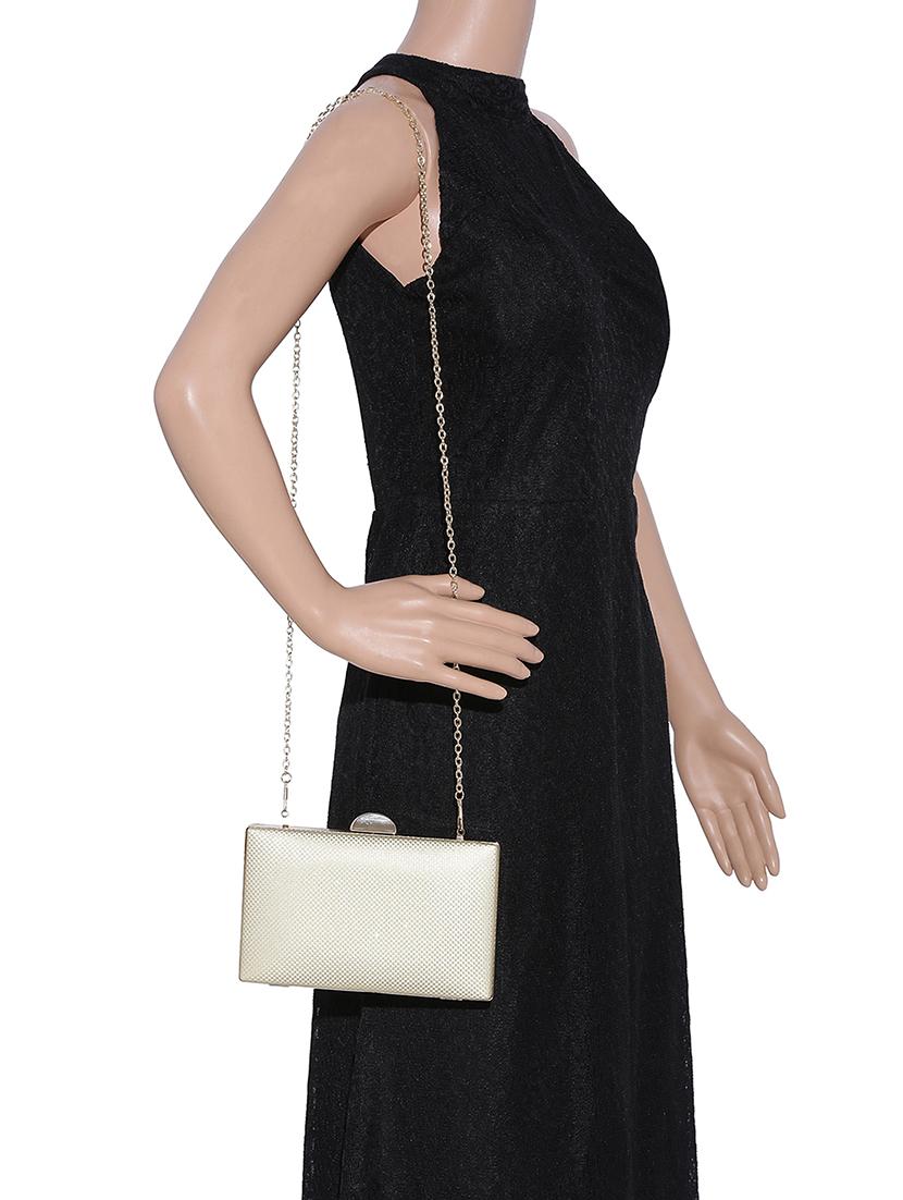 gold metal box clutch - 14082340 - Standard Image - 4