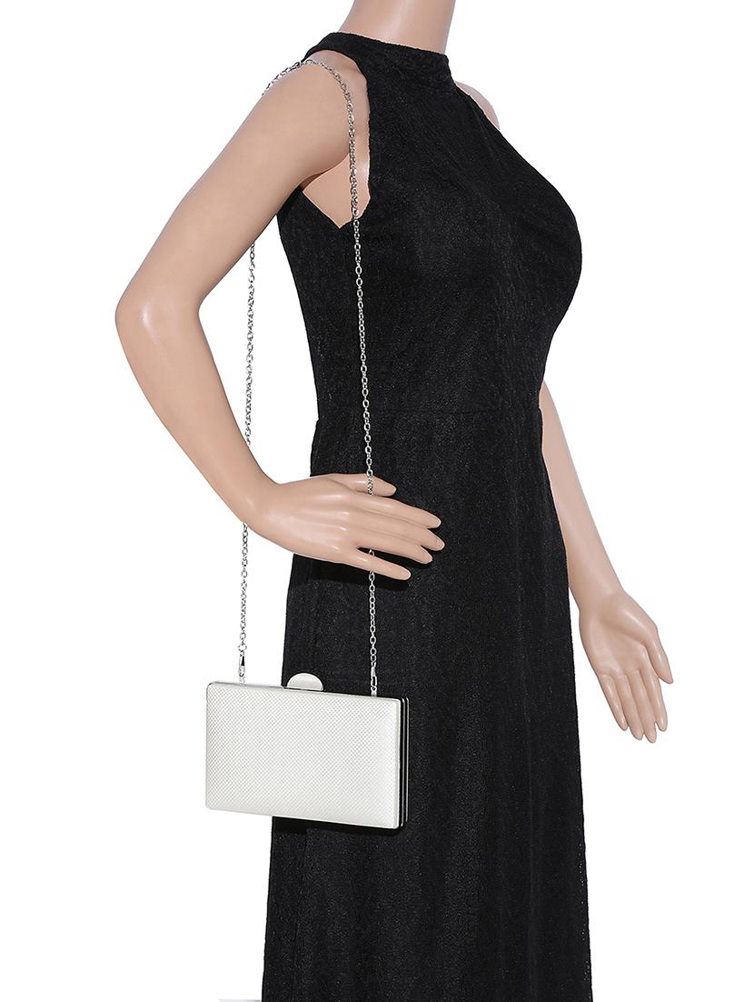 white metal box clutch - 14082343 - Standard Image - 4