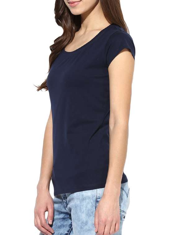 navy blue cotton blend regular tee - 14082667 -  Standard Image - 1
