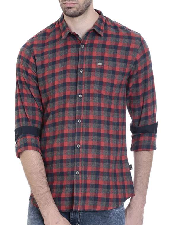 red cotton casual shirt
