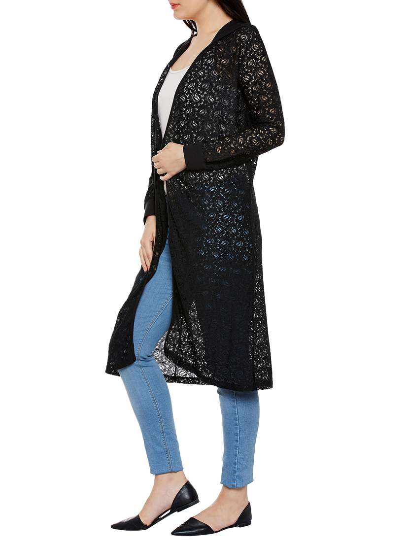 long sleeved laced hooded shrug  - 14088404 -  Standard Image - 1