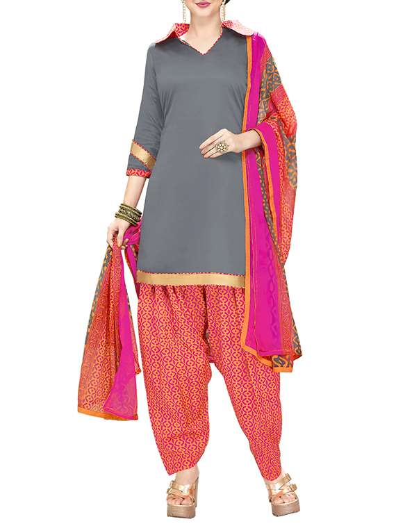 solid unstitched patiyala suit