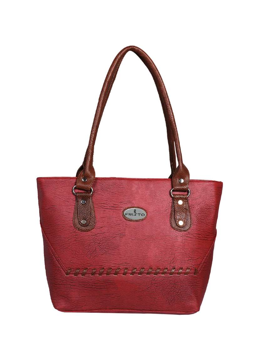 maroon leatherette  regular handbag