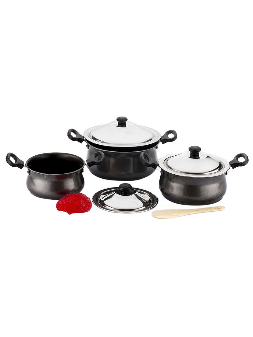 mahavir 6 pieces induction base non stick cook n serve set