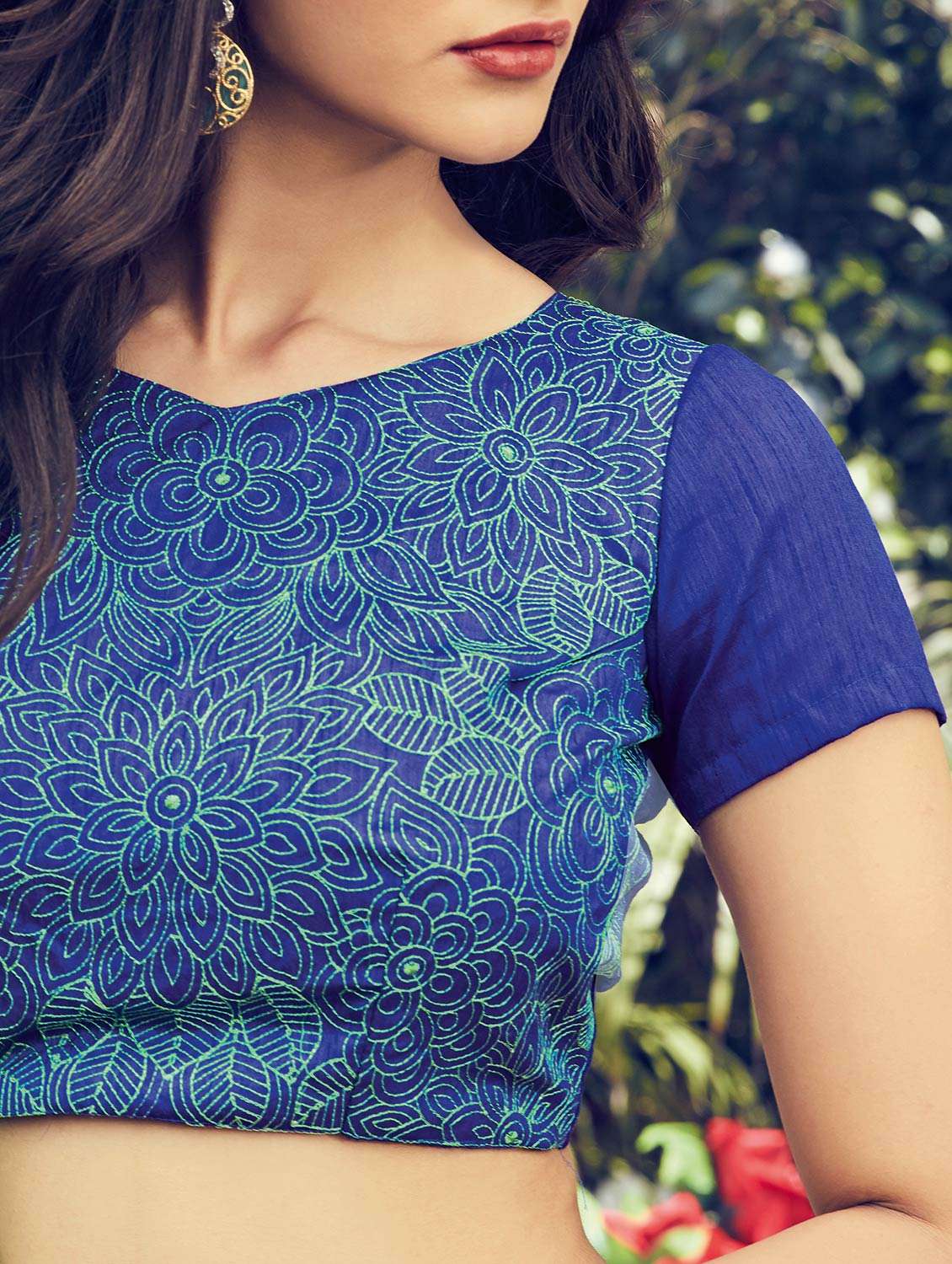 women's bordered teal colored saree - 14090876 -  Standard Image - 1