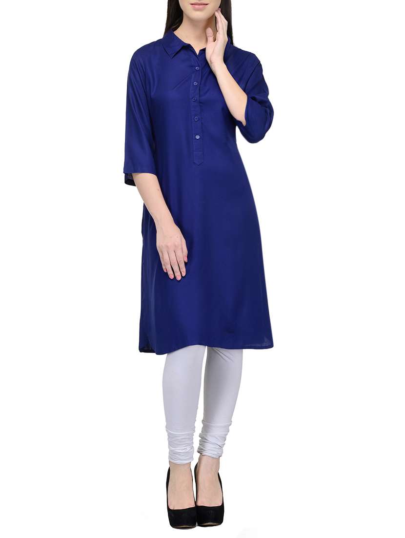 blue viscose straight kurta