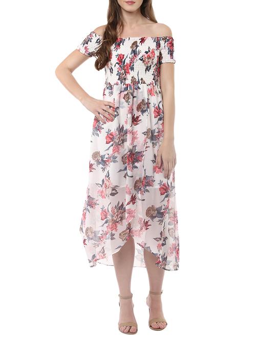 women printed off shoulder dress - 14094275 - Standard Image - 0