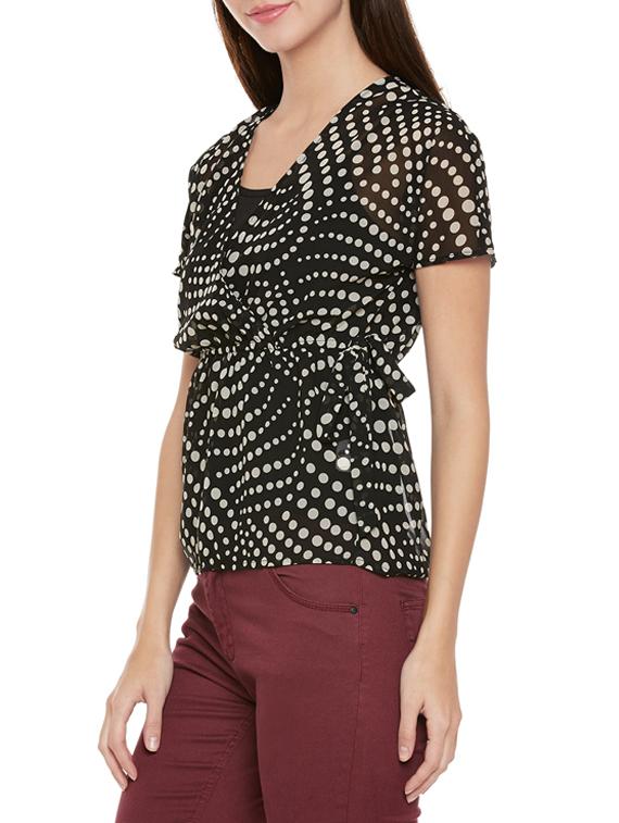 tie up waist surplice top - 14096319 - Standard Image - 1