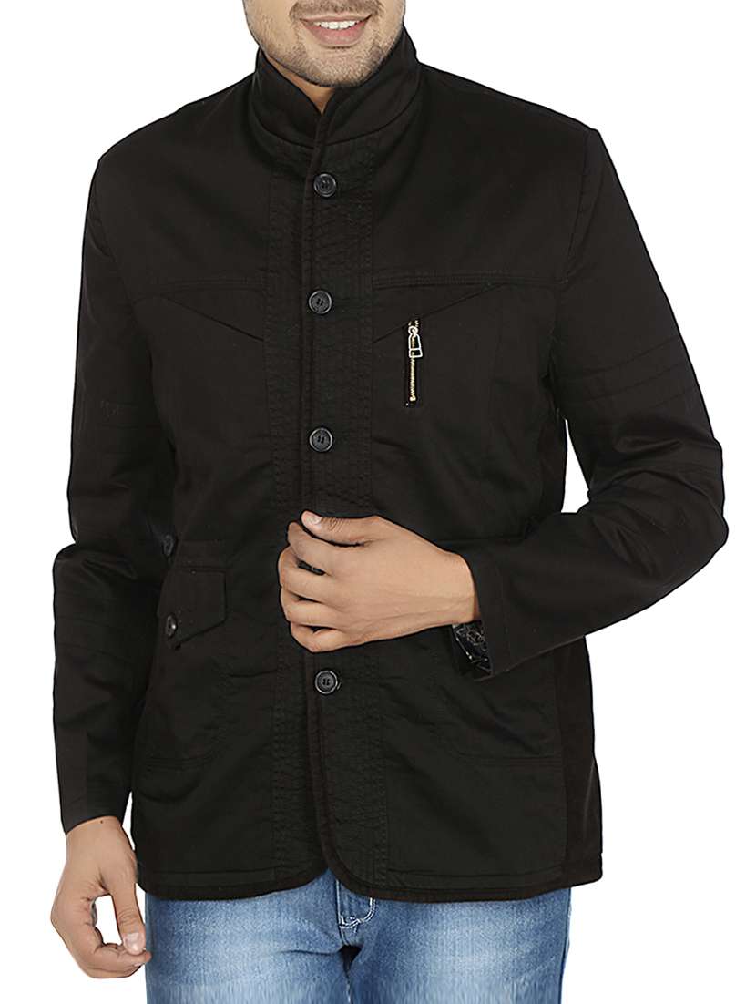 black cotton casual blazer