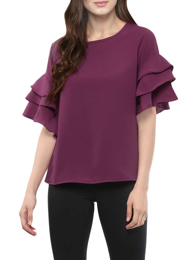 solid purple casual top