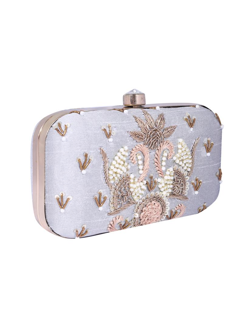 grey metal clutch - 14098061 - Standard Image - 4