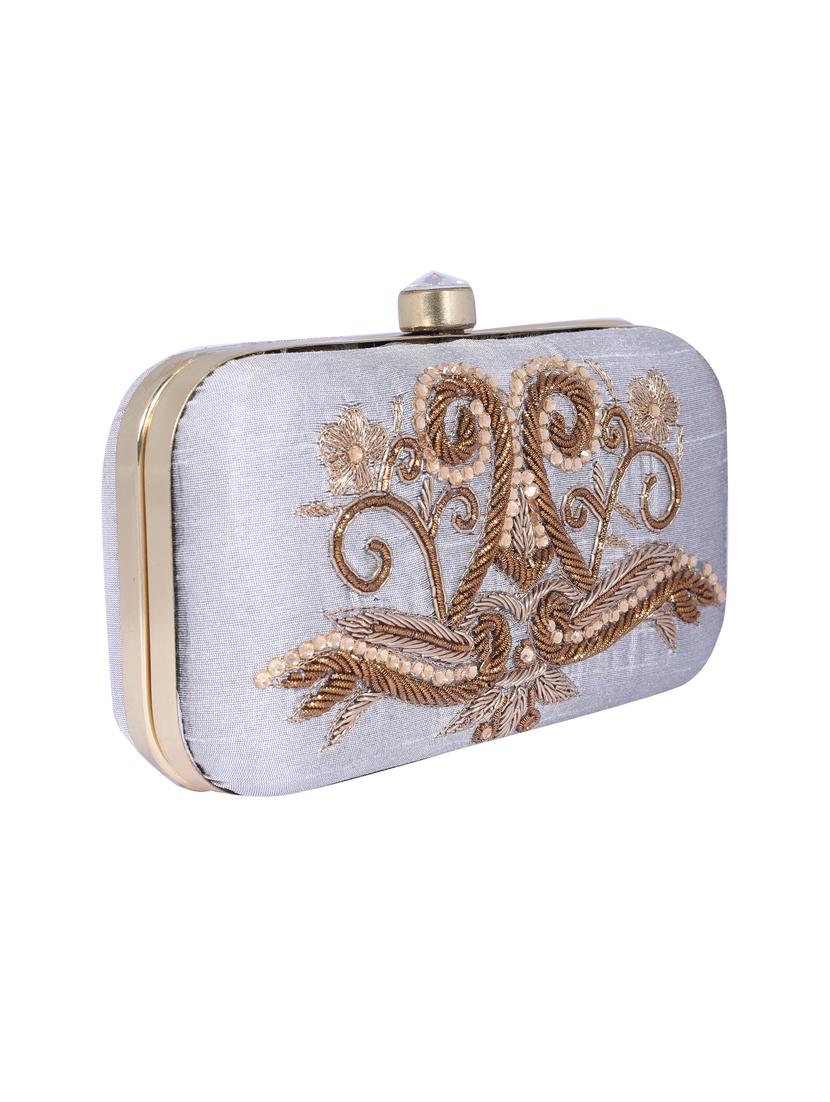 grey metal clutch - 14098067 - Standard Image - 4