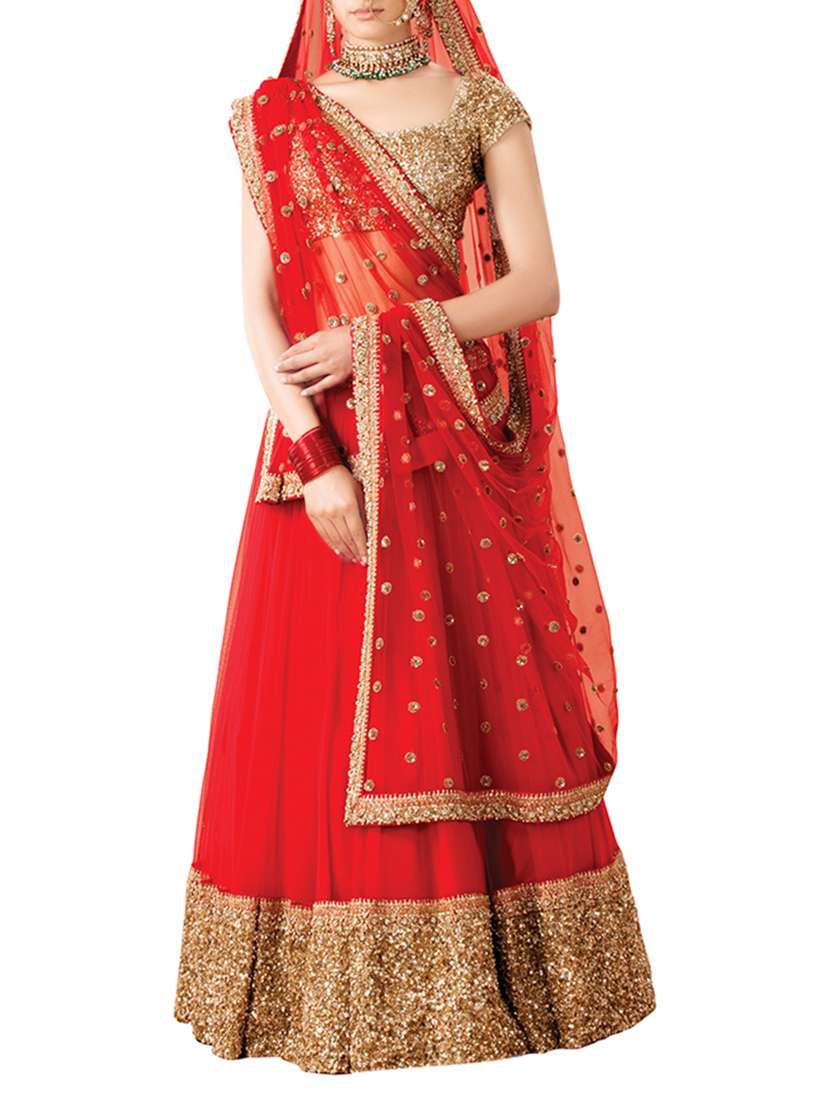 red net aline lehenga