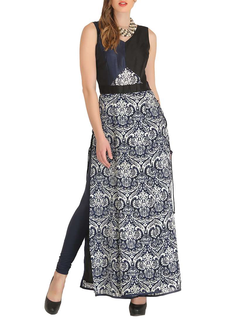 blue georgette straight  kurta