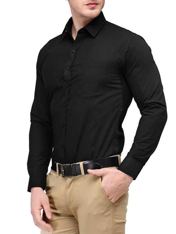 black cotton casual shirt - 14103641 -  Standard Image - 1