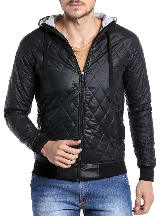 black solid quilted jacket