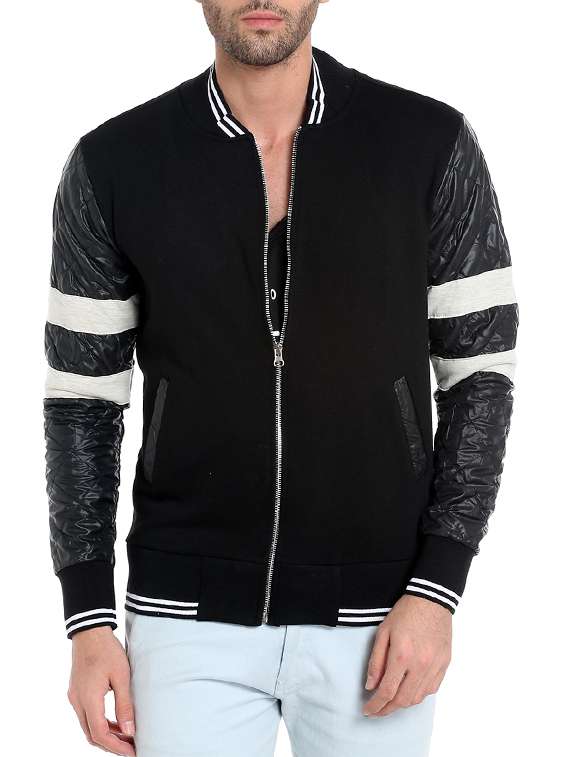 black color block bomber jacket