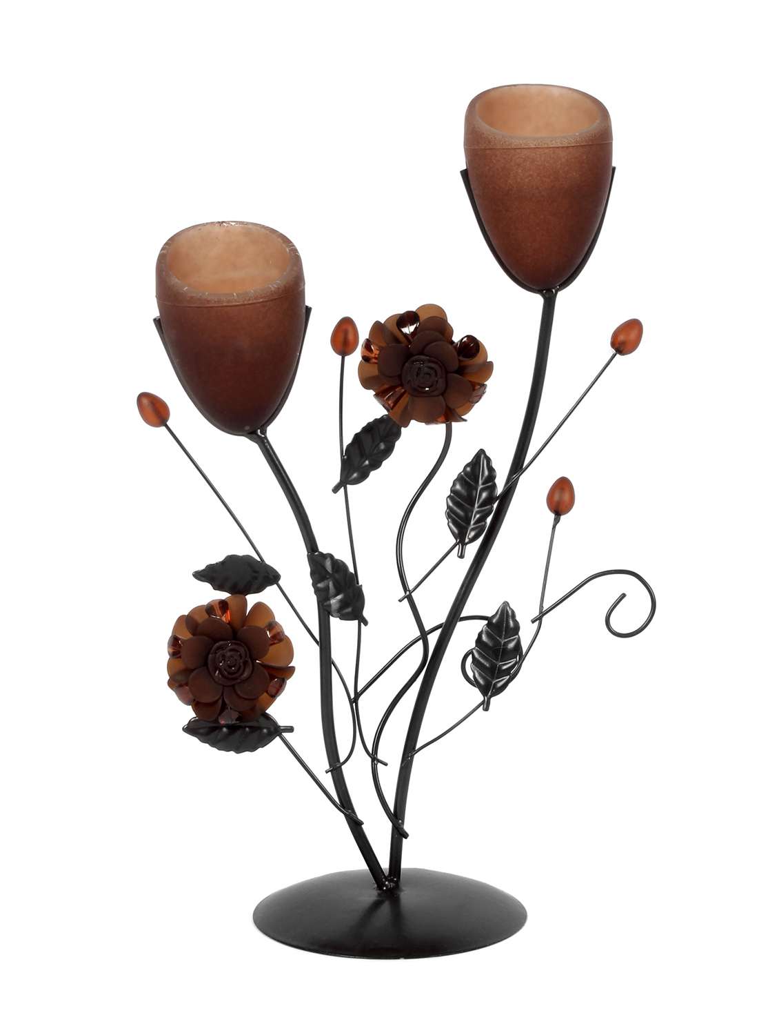 iron and glass tealight candle holder showpiece by jewel fuel