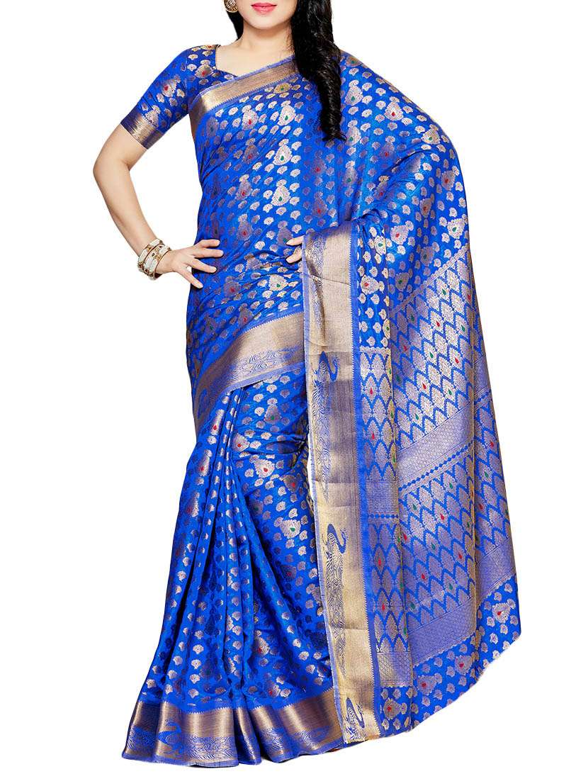 blue silk kanjivaram saree